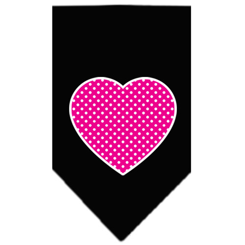 Pink Swiss Dot Heart Screen Print Bandana Black Large